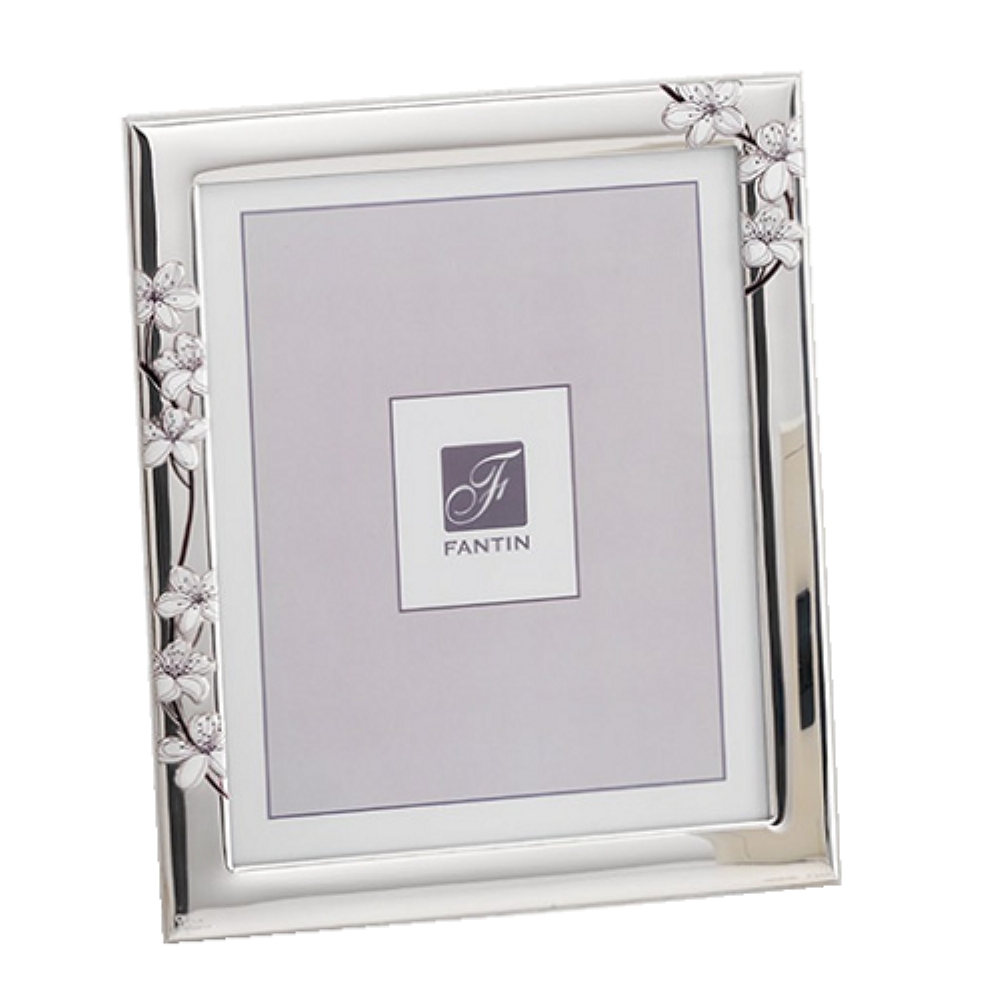 Cornice porta foto in argento 20 x 25 con decoro fiori di pesco - Idea Casa